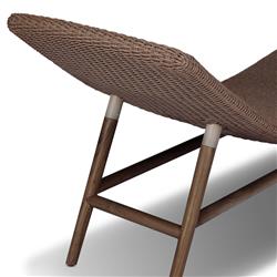 Ivanna Coastal Beach Tan Brown Woven Stained Teak Outdoor Chaise|