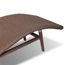 Ivanna Coastal Beach Tan Brown Woven Stained Teak Outdoor Chaise|
