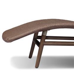 Ivanna Coastal Beach Tan Brown Woven Stained Teak Outdoor Chaise|