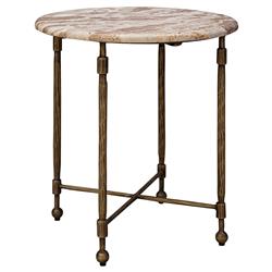 Carson French Country Marble Antique Brass Side Table|