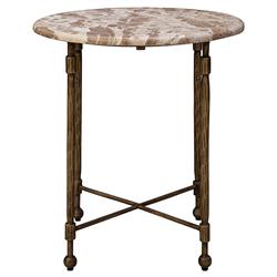 Carson French Country Marble Antique Brass Side Table|