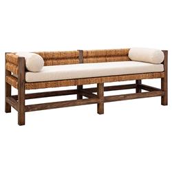 Georgina Coastal Beach Cream Performance Woven Wood Settee|