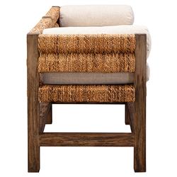 Georgina Coastal Beach Cream Performance Woven Wood Settee|