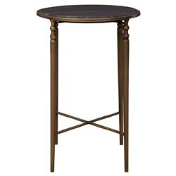Emari French Country Grey Marble Antique Brass Side Table|