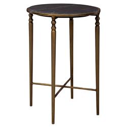 Emari French Country Grey Marble Antique Brass Side Table|
