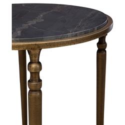 Emari French Country Grey Marble Antique Brass Side Table|