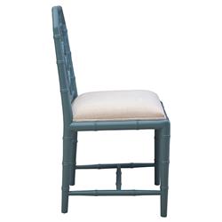 Dalma Coastal Cream Performance Light Blue Wood Dining Chair|