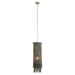 Baja Coastal Beach Dark Grey Beaded Wood Pendant|