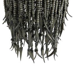 Baja Coastal Beach Dark Grey Beaded Wood Pendant|