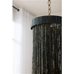 Baja Coastal Beach Dark Grey Beaded Wood Pendant|