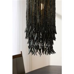 Baja Coastal Beach Dark Grey Beaded Wood Pendant|