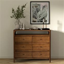 Abdiel Modern Classic Walnut Oak Wood Double Dresser|