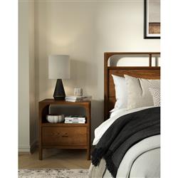 Abdiel Modern Classic Walnut Oak Wood Nightstand|
