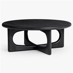 Arley Modern Classic Black Oak Wood Round Coffee Table|