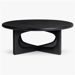 Arley Modern Classic Black Oak Wood Round Coffee Table|