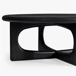 Arley Modern Classic Black Oak Wood Round Coffee Table|