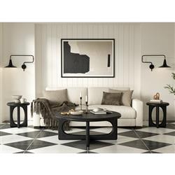 Arley Modern Classic Black Oak Wood Round Coffee Table|