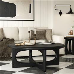Arley Modern Classic Black Oak Wood Round Coffee Table|