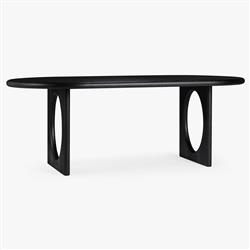 Arley Modern Classic Black Oak Wood Oval Dining Table - 84"|