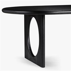 Arley Modern Classic Black Oak Wood Oval Dining Table - 84"|
