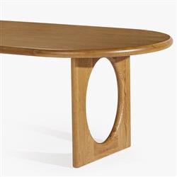 Arley Modern Classic Oak Wood Oval Dining Table - 84"|