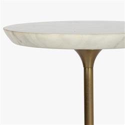 Misha Modern Classic White Marble Brass Iron Drink Table|