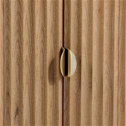 Cadence Modern Classic Marble Reeded Oak Wood Media Cabinet - 38"|