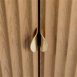 Cadence Modern Classic Marble Reeded Oak Wood Media Cabinet - 38"|