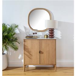 Cadence Modern Classic Marble Reeded Oak Wood Media Cabinet - 38"|