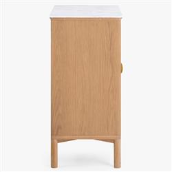 Cadence Modern Classic Marble Reeded Oak Wood Media Cabinet - 38"|