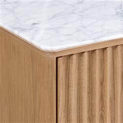 Cadence Modern Classic Marble Reeded Oak Wood Media Cabinet - 38"|