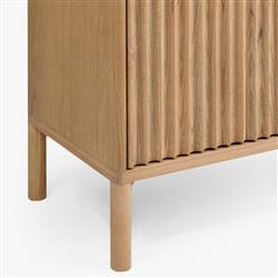 Cadence Modern Classic Marble Reeded Oak Wood Media Cabinet - 38"|