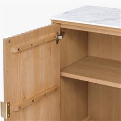 Cadence Modern Classic Marble Reeded Oak Wood Media Cabinet - 38"|