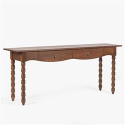 Thomas Updated Traditional Brown Wood Spindle Console Table|