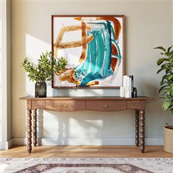Thomas Updated Traditional Brown Wood Spindle Console Table|