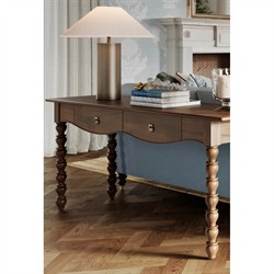 Thomas Updated Traditional Brown Wood Spindle Console Table|