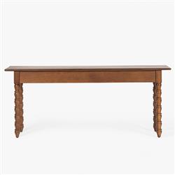 Thomas Updated Traditional Brown Wood Spindle Console Table|