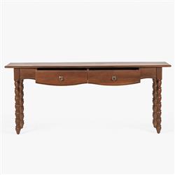 Thomas Updated Traditional Brown Wood Spindle Console Table|