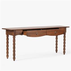 Thomas Updated Traditional Brown Wood Spindle Console Table|