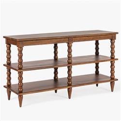 Thomas Updated Traditional Brown Wood Spindle Wide Bookcase|