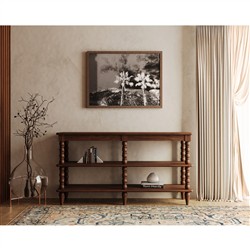 Thomas Updated Traditional Brown Wood Spindle Wide Bookcase|