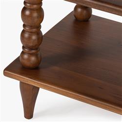 Thomas Updated Traditional Brown Wood Spindle Wide Bookcase|