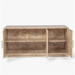 Briella Modern Classic Light Brown Burl Wood 3 Door Sideboard|