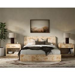 Briella Modern Classic Light Brown Burl Wood Bed - Queen|