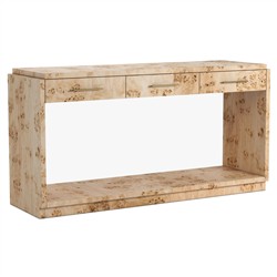 Briella Modern Classic Light Brown Burl Wood Console Table|