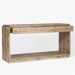 Briella Modern Classic Light Brown Burl Wood Console Table|