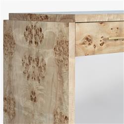 Briella Modern Classic Light Brown Burl Wood Console Table|