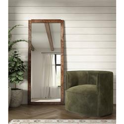 Briella Modern Classic Dark Brown Burl Wood Full Length Floor Mirror|