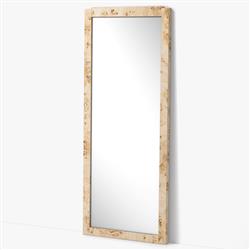 Briella Modern Classic Light Brown Burl Wood Full Length Floor Mirror|