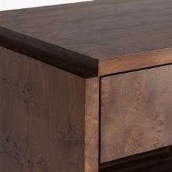 Briella Modern Classic Dark Brown Burl Wood Nightstand|